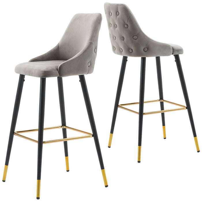 Ava Bar Stool - Grey Velvet