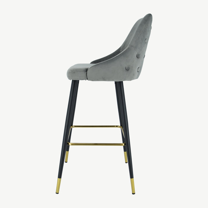 Ava Bar Stool - Grey Velvet