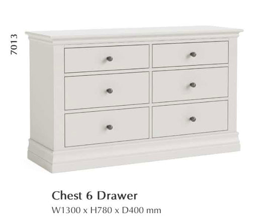 Bordeaux 6 Drawer Chest - Grey