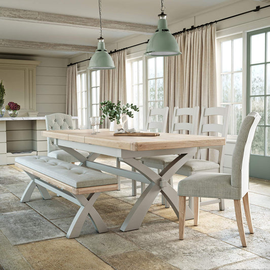 Salcombe Cross Leg Ext. Dining Table - Stone