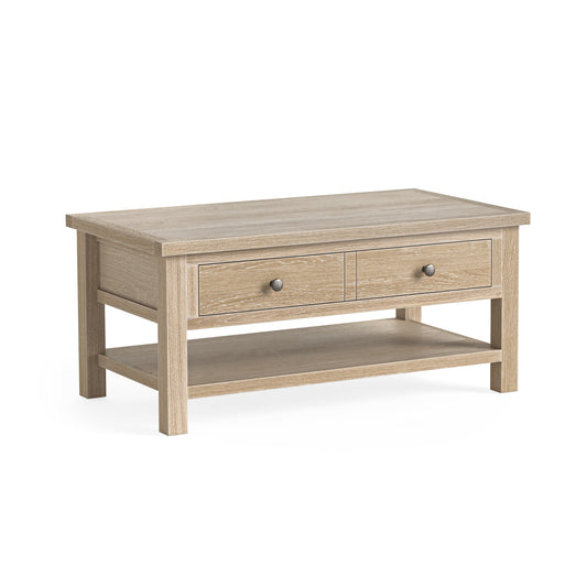 Modern Country Coffee Table with Shelf - Oak