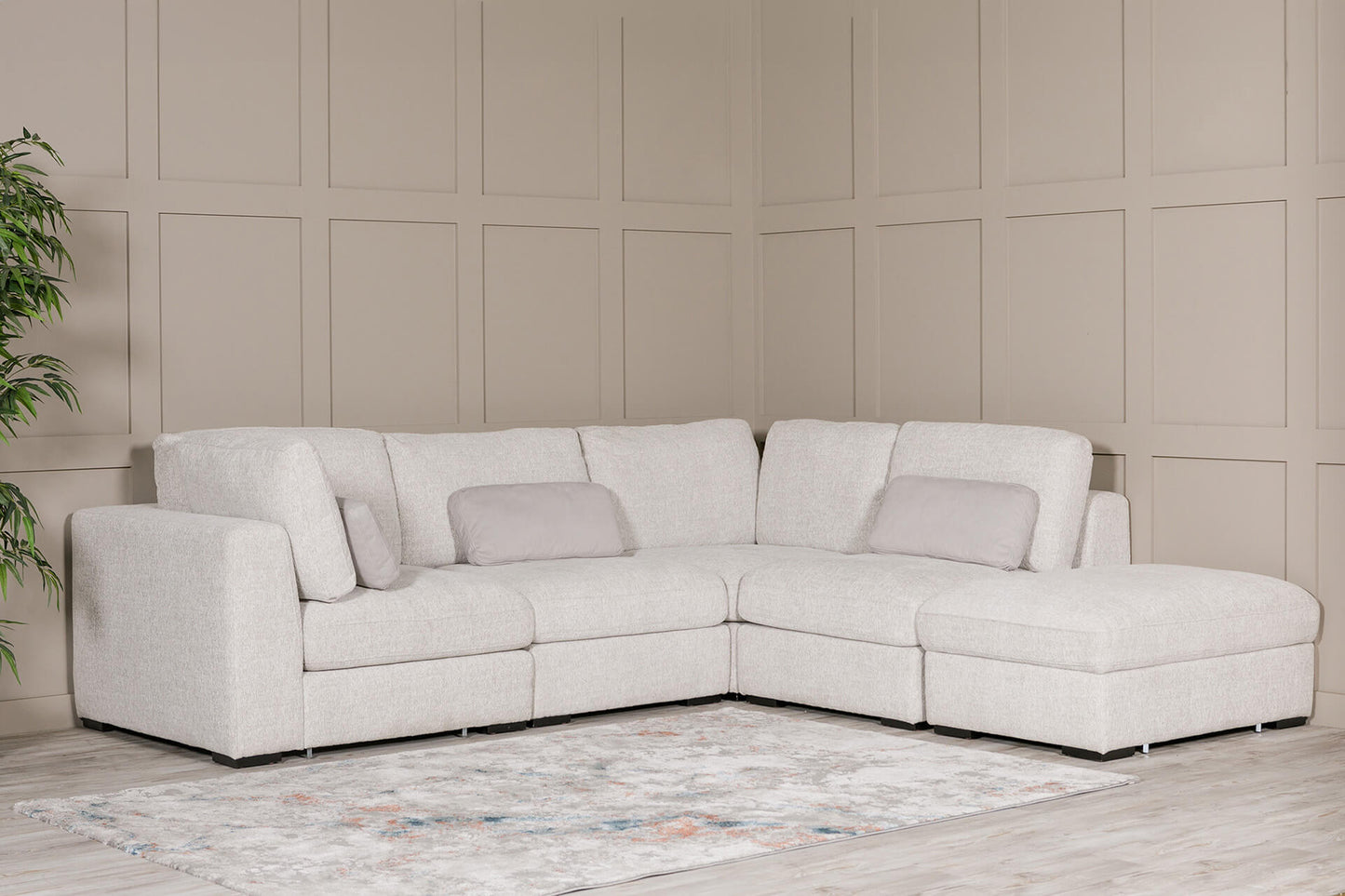 Stacey 5 Piece Corner Sofa - Light Grey