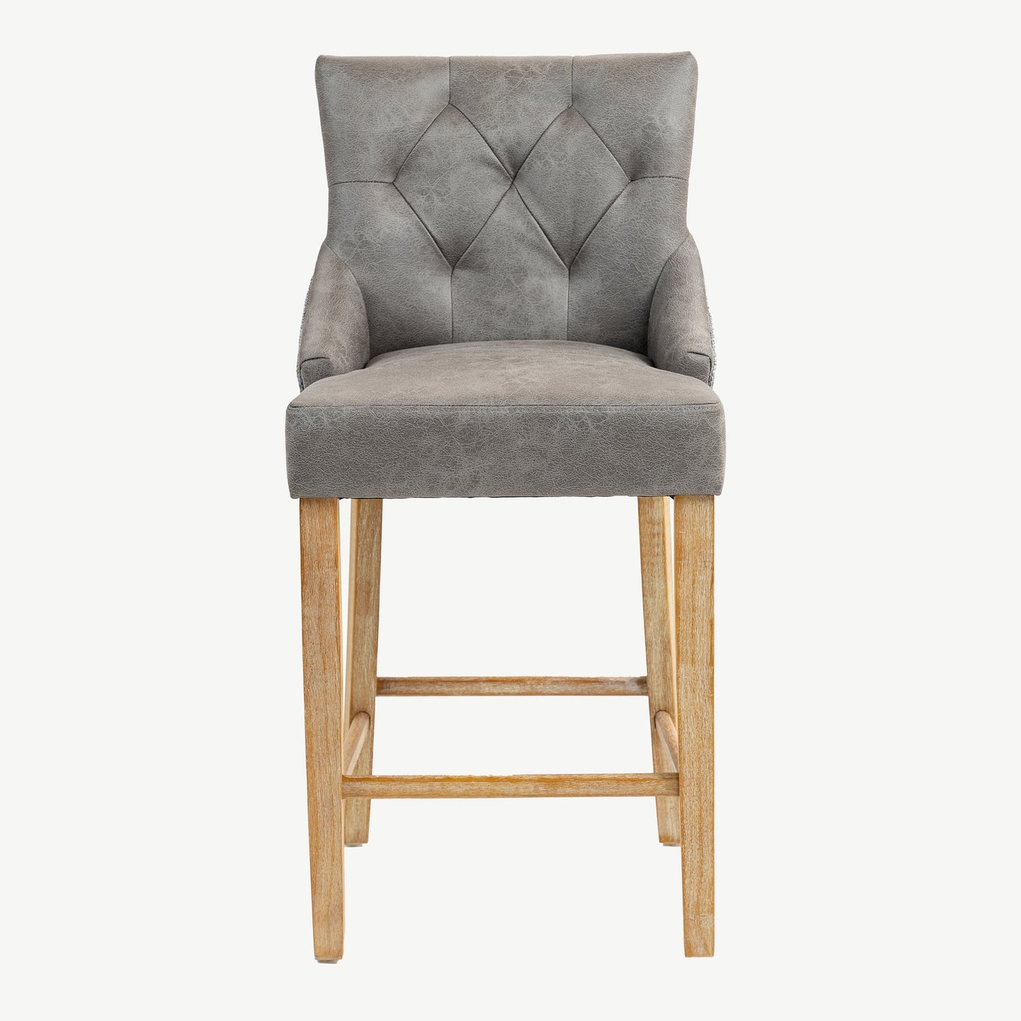 Jenna Bar Stool - Steel PU with Mid Grey Chenille