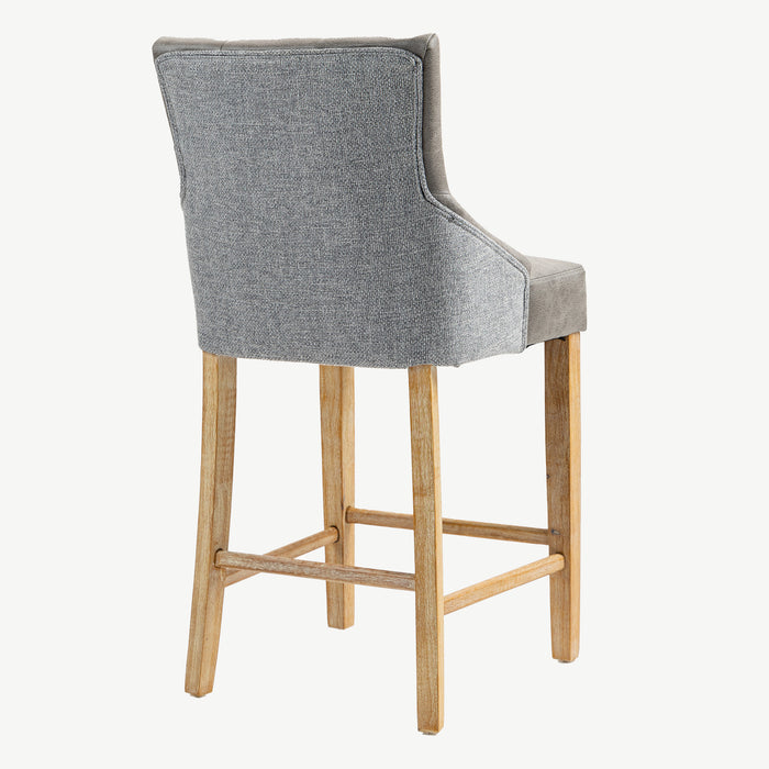 Jenna Bar Stool - Steel PU with Mid Grey Chenille