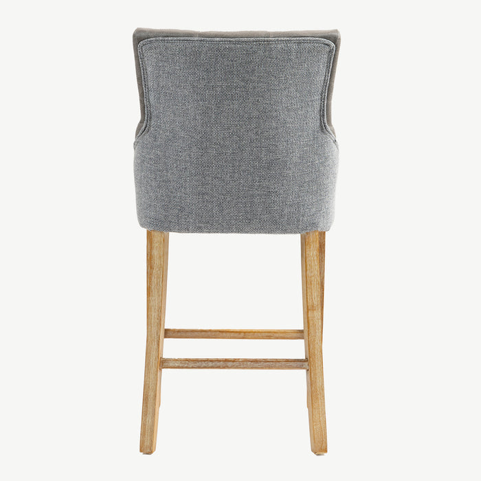 Jenna Bar Stool - Steel PU with Mid Grey Chenille