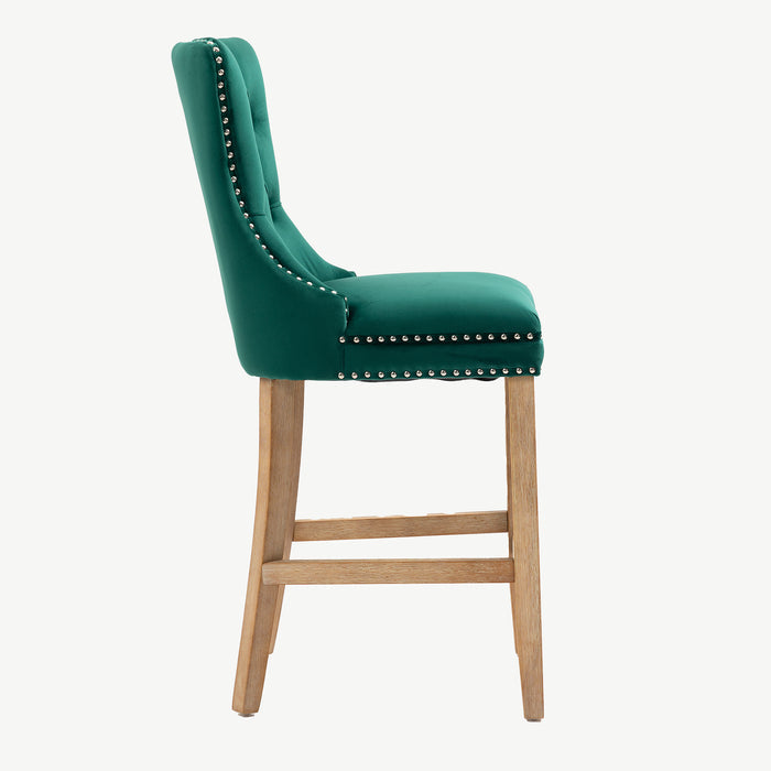 Kacey Barstool - Green Velvet - Brushed Leg