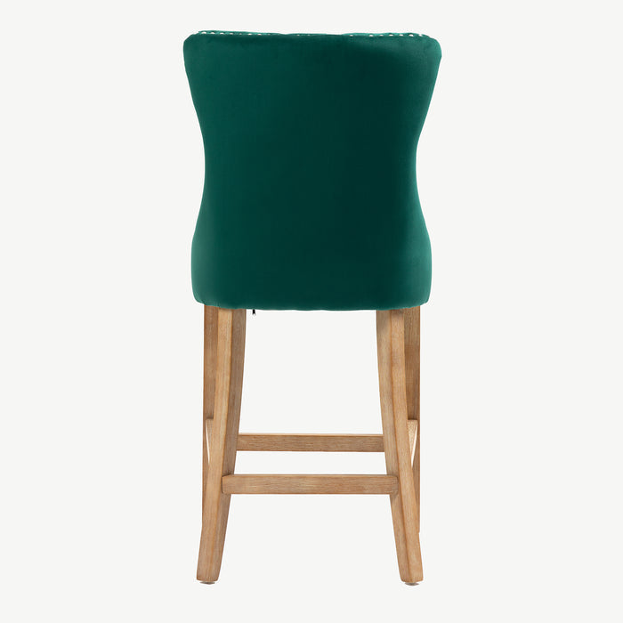 Kacey Barstool - Green Velvet - Brushed Leg