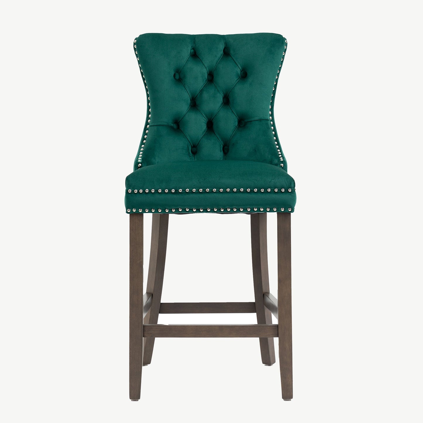 Kacey Barstool - Green Velvet - Antique Leg