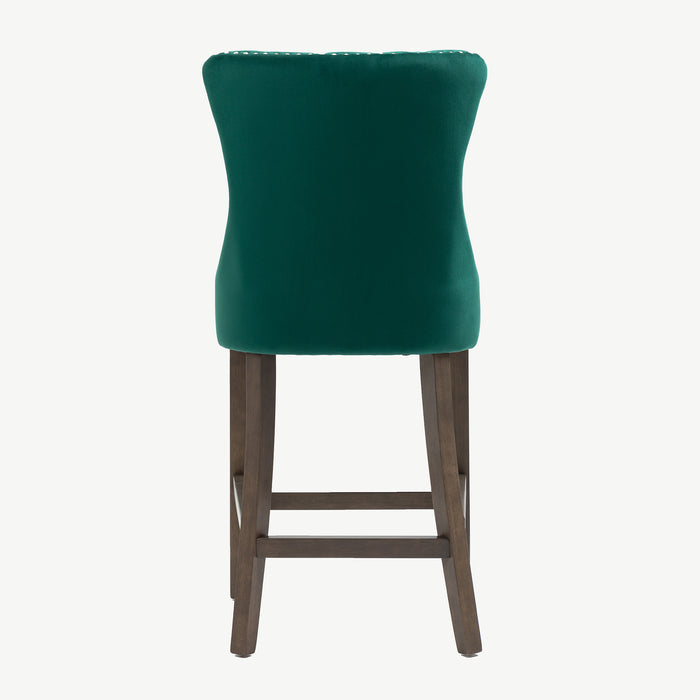 Kacey Barstool - Green Velvet - Antique Leg