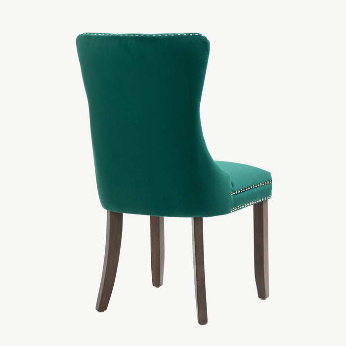 Kacey Chair - Green Velvet - Antique Leg