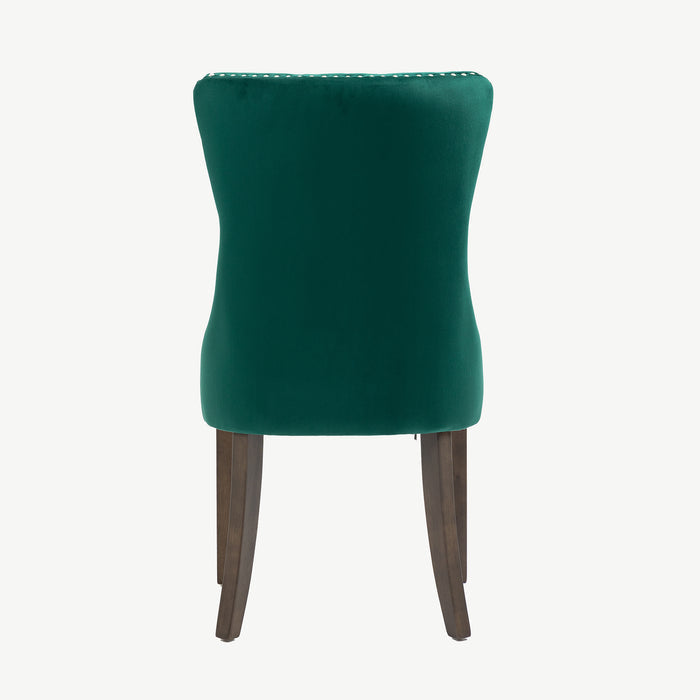 Kacey Chair - Green Velvet - Antique Leg