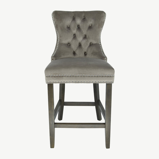Kacey Barstool - Mink Velvet - Antique Leg
