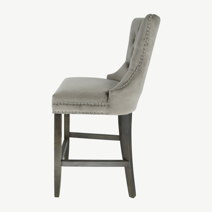Kacey Barstool - Mink Velvet - Antique Leg