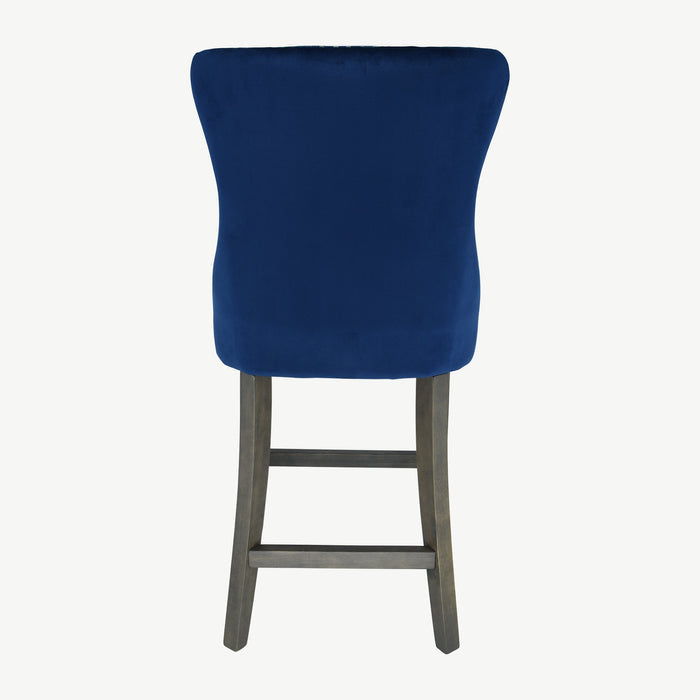 Kacey Barstool - Navy Velvet - Antique Leg