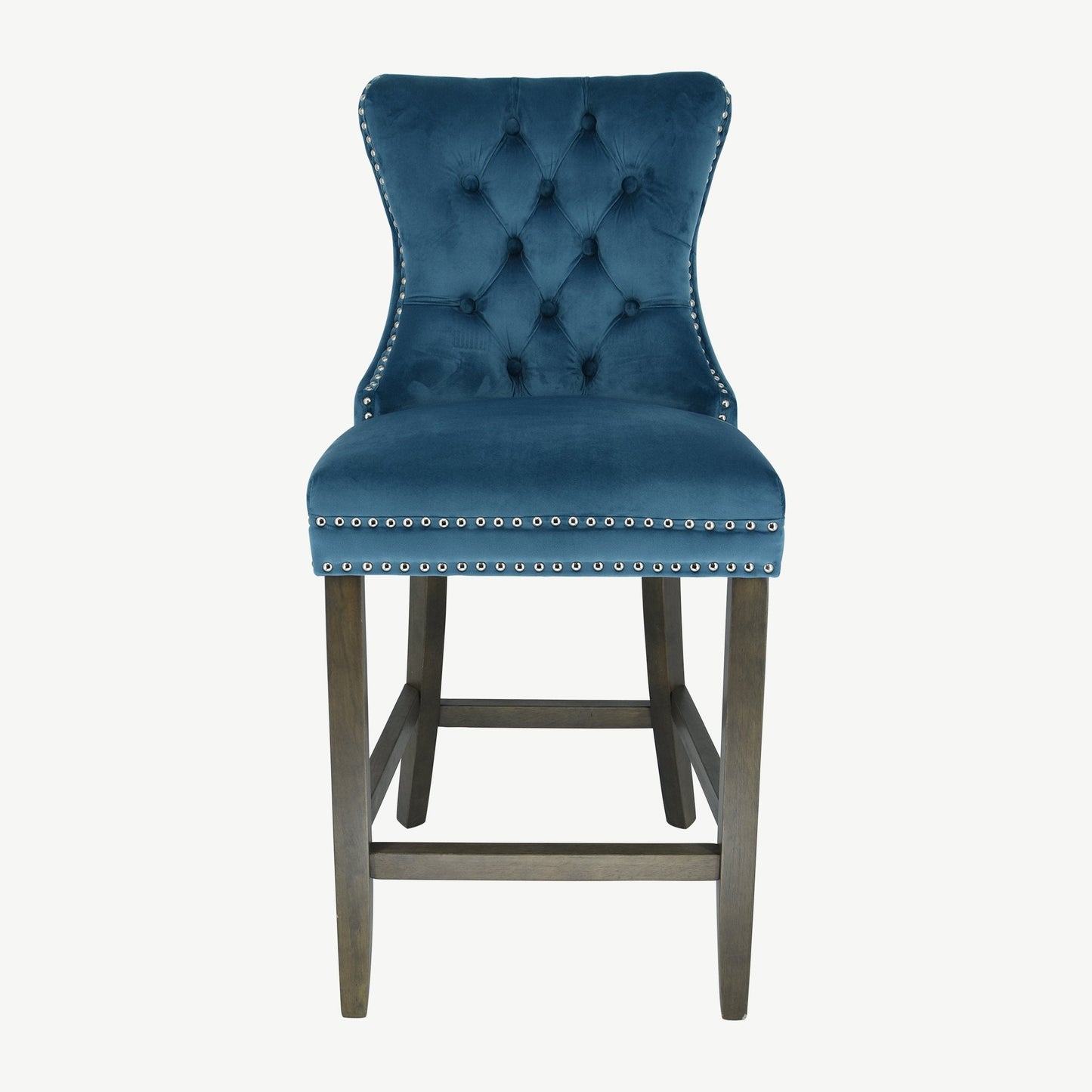 Kacey Barstool - Teal Velvet - Antique Leg
