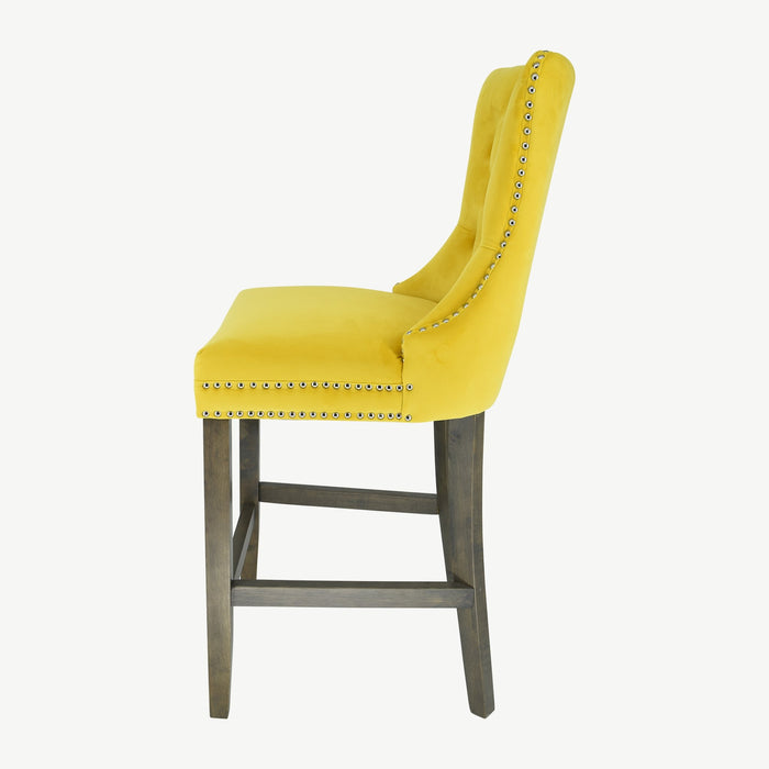 Kacey Barstool - Gold Velvet - Antique Leg