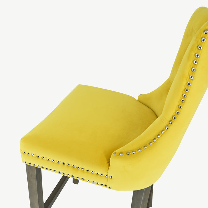 Kacey Barstool - Gold Velvet - Antique Leg