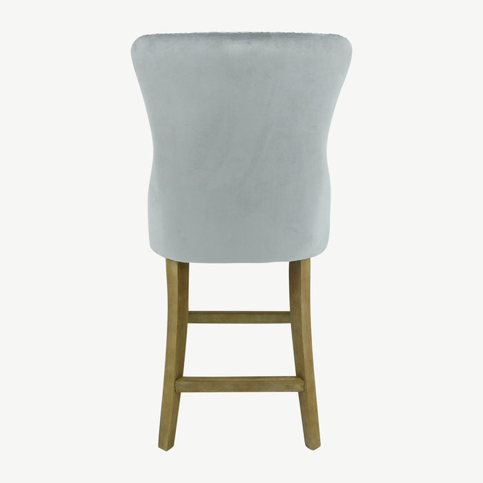 Kacey Barstool - Grey Velvet - Brushed Leg