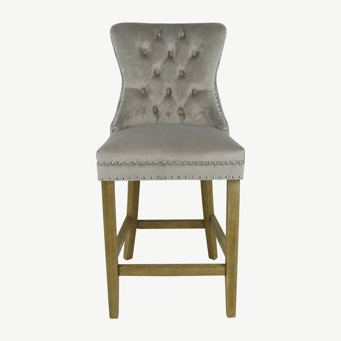 Kacey Barstool - Mink Velvet - Brushed Leg