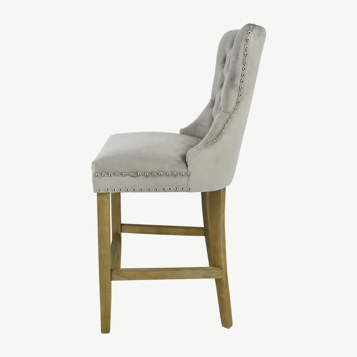 Kacey Barstool - Mink Velvet - Brushed Leg