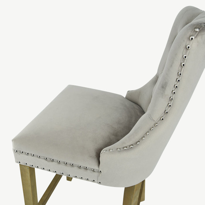 Kacey Barstool - Mink Velvet - Brushed Leg