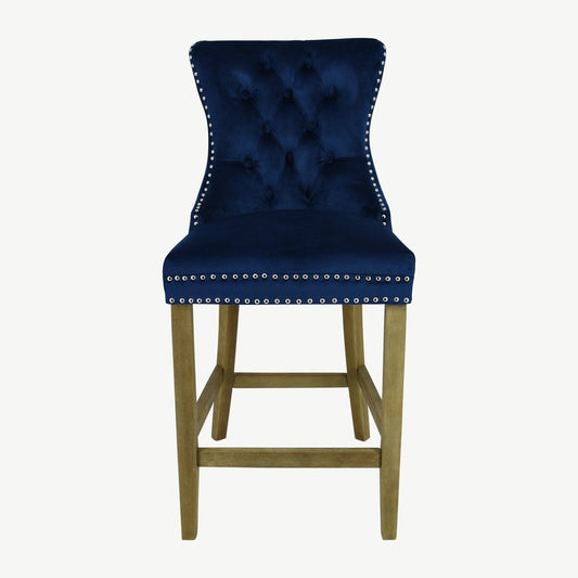 Kacey Barstool - Navy Velvet - Brushed Leg