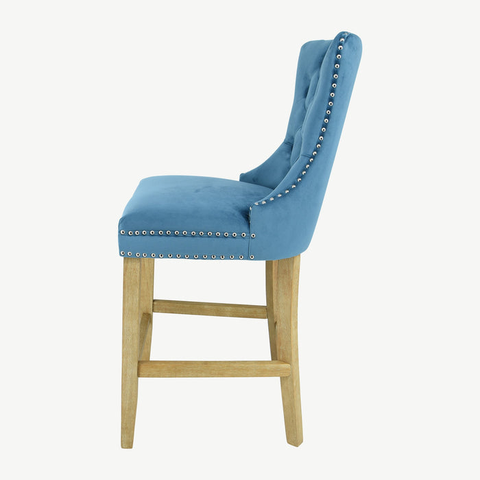 Kacey Barstool - Teal Velvet - Brushed Leg