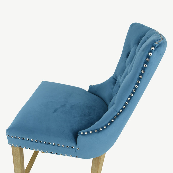 Kacey Barstool - Teal Velvet - Brushed Leg