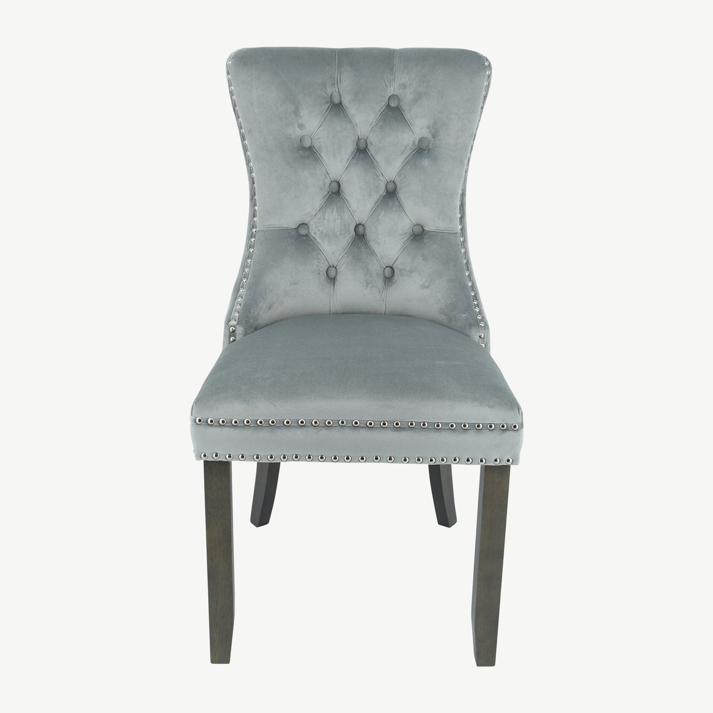 Kacey Chair - Grey Velvet - Antique Leg