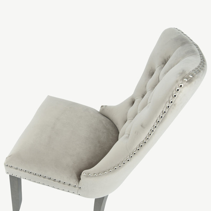 Kacey Chair - Mink Velvet - Antique Leg