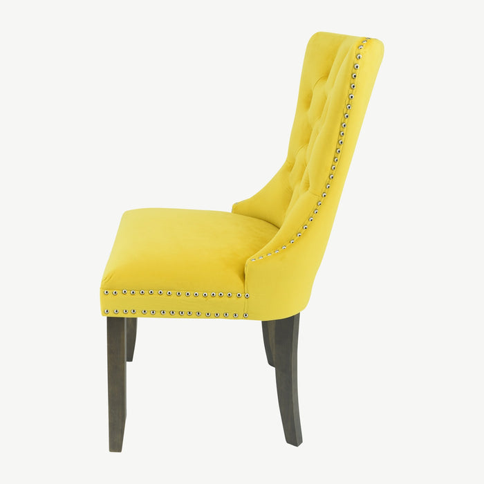 Kacey Chair - Gold Velvet - Antique Leg