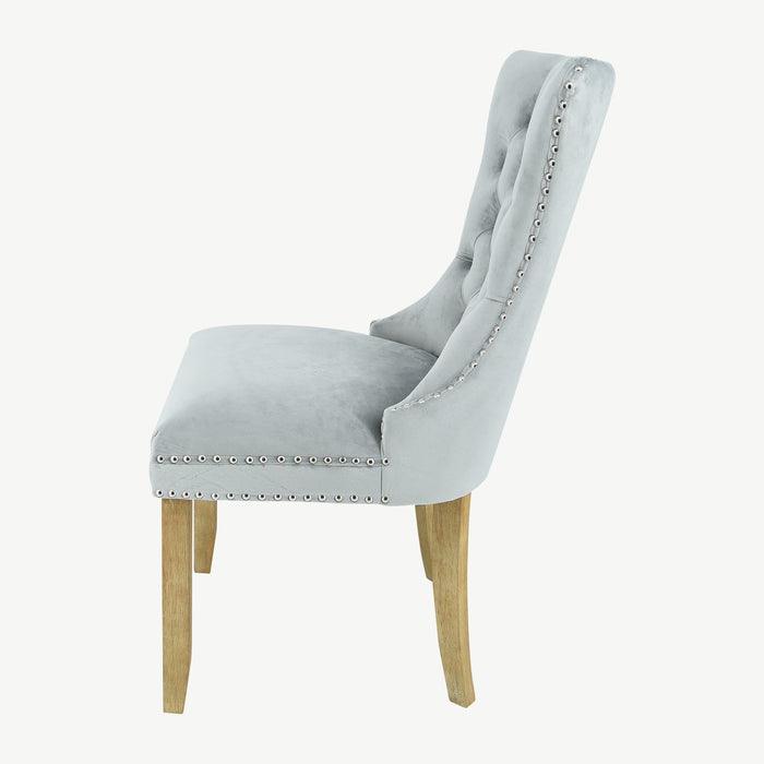 Kacey Chair - Grey Velvet - Brushed Leg