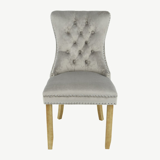Kacey Chair - Mink Velvet - Brushed Leg