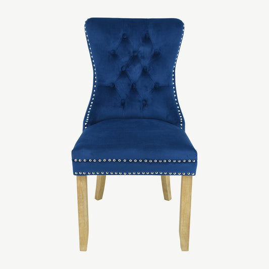 Kacey Chair - Navy Velvet - Brushed Leg