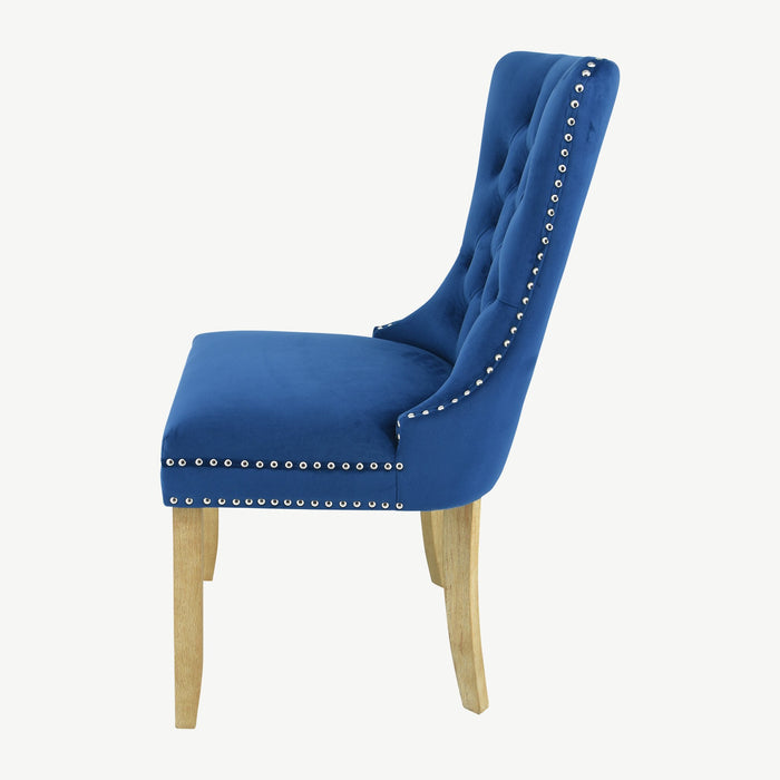 Kacey Chair - Navy Velvet - Brushed Leg