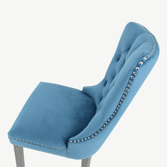 Kacey Chair - Teal Velvet - Antique Leg