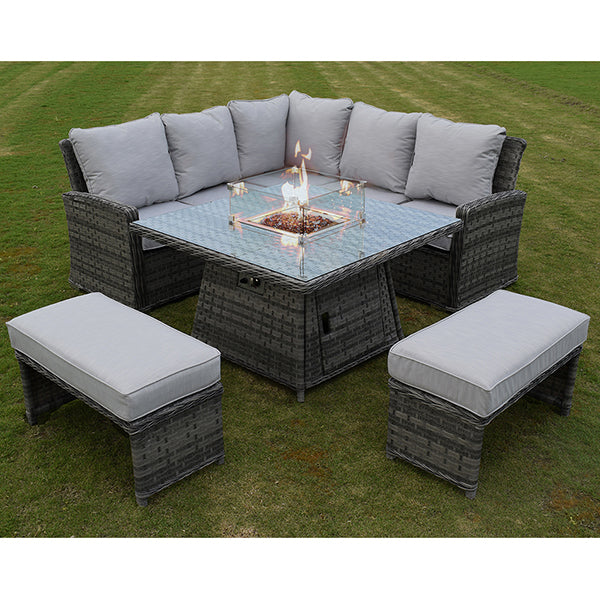 Amalfie Square FIRE PIT Garden Set
