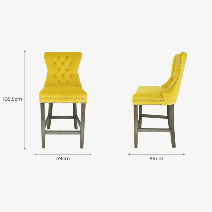 Kacey Barstool - Gold Velvet - Antique Leg