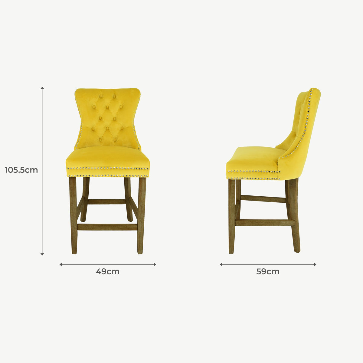 Kacey Barstool - Gold Velvet - Brushed Leg