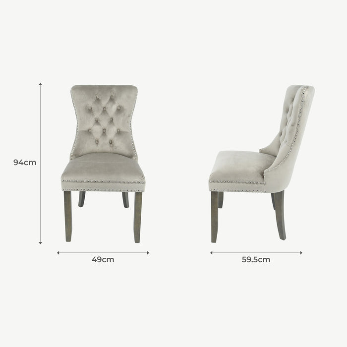 Kacey Chair - Mink Velvet - Antique Leg