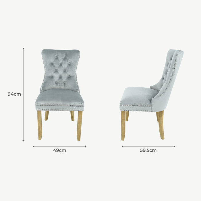 Kacey Chair - Grey Velvet - Brushed Leg