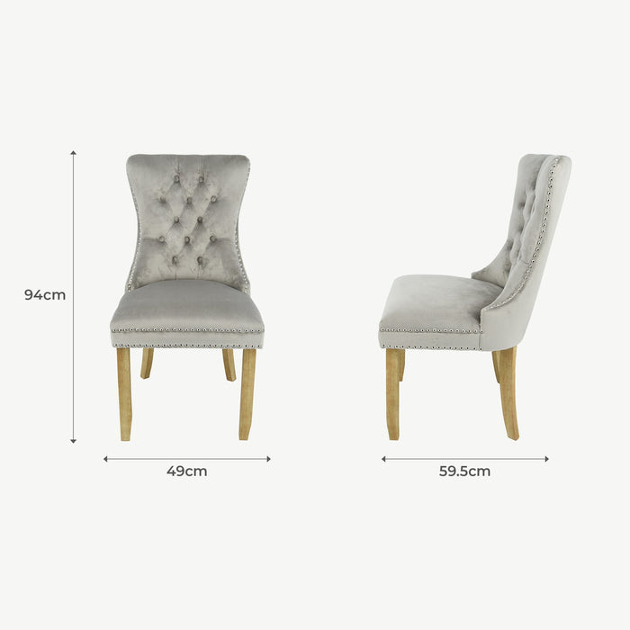 Kacey Chair - Mink Velvet - Brushed Leg