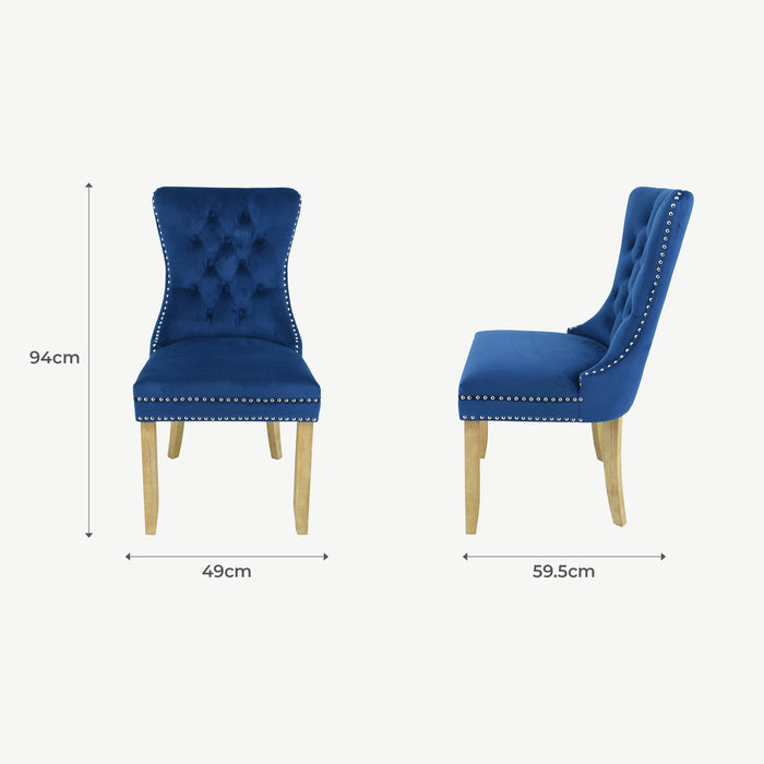 Kacey Chair - Navy Velvet - Brushed Leg
