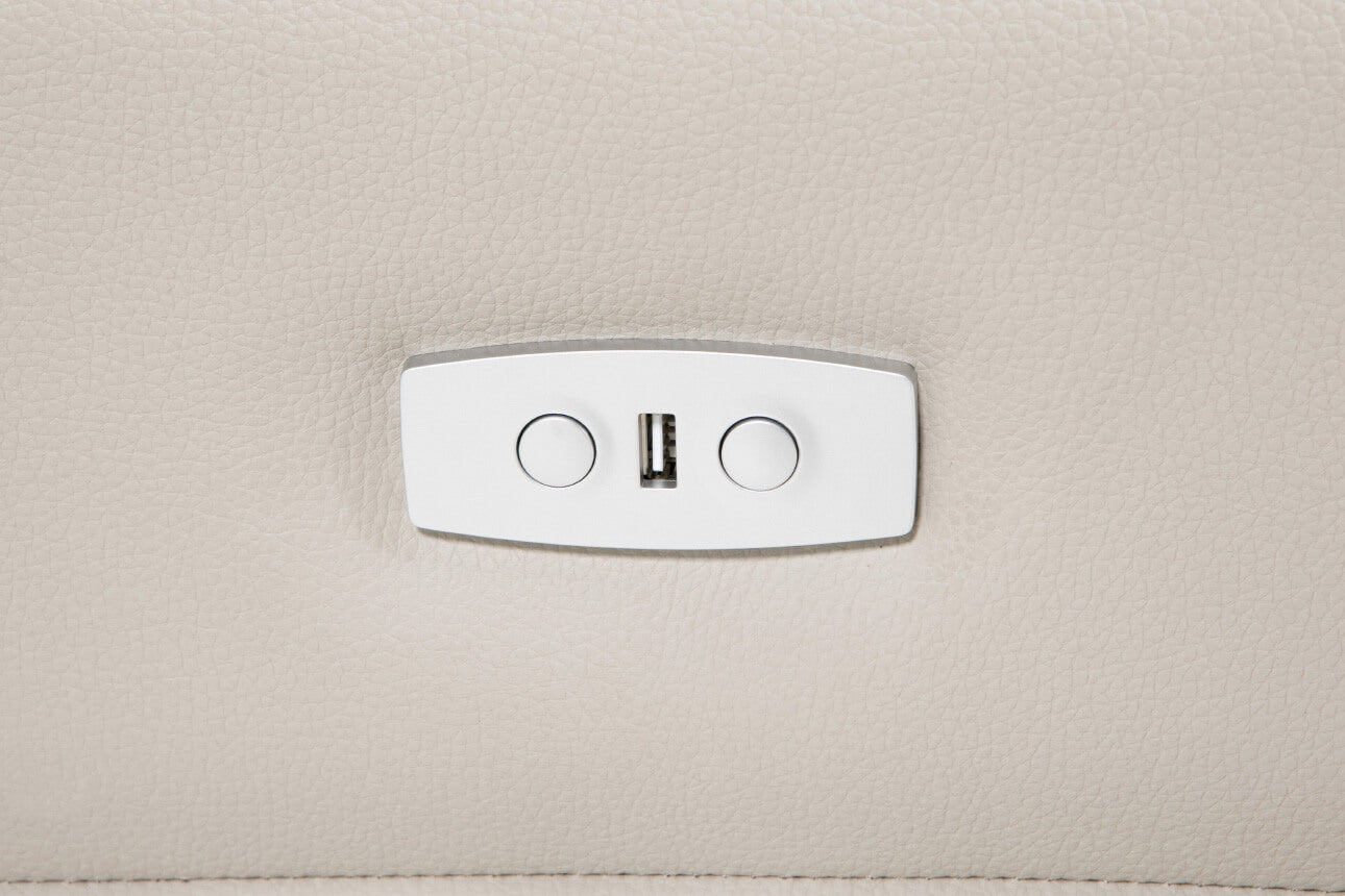 Russo 3 Seater Electric Recliner - Stone Leather