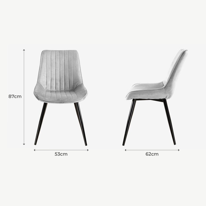 Rosa Dining Chair - Grey Velvet