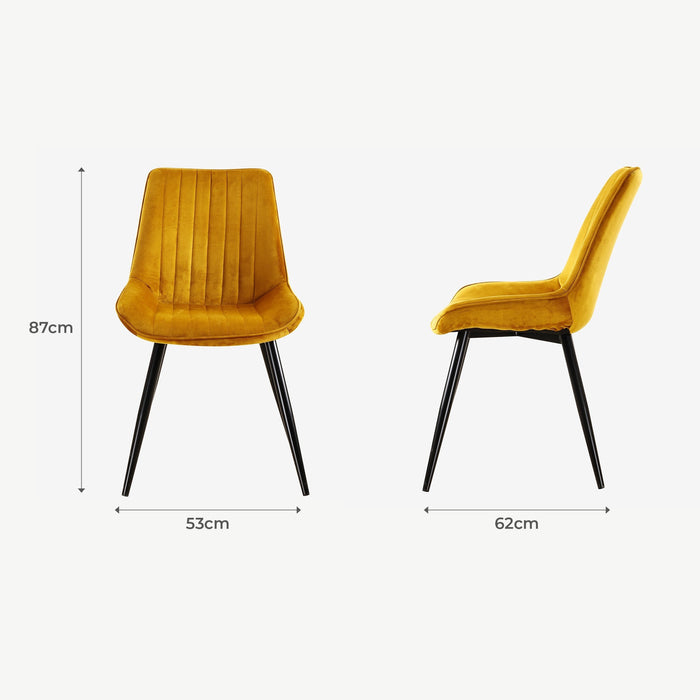 Rosa Dining Chairs - Mustard Velvet