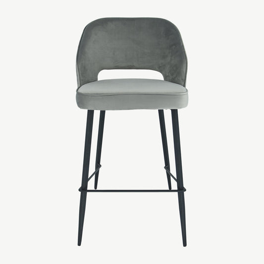 Sutton Bar Stool Grey/Silver Velvet