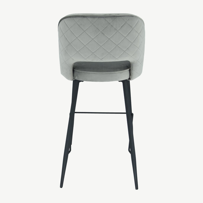 Sutton Bar Stool Grey/Silver Velvet