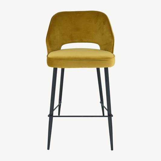 Sutton Bar Stool Mustard Velvet