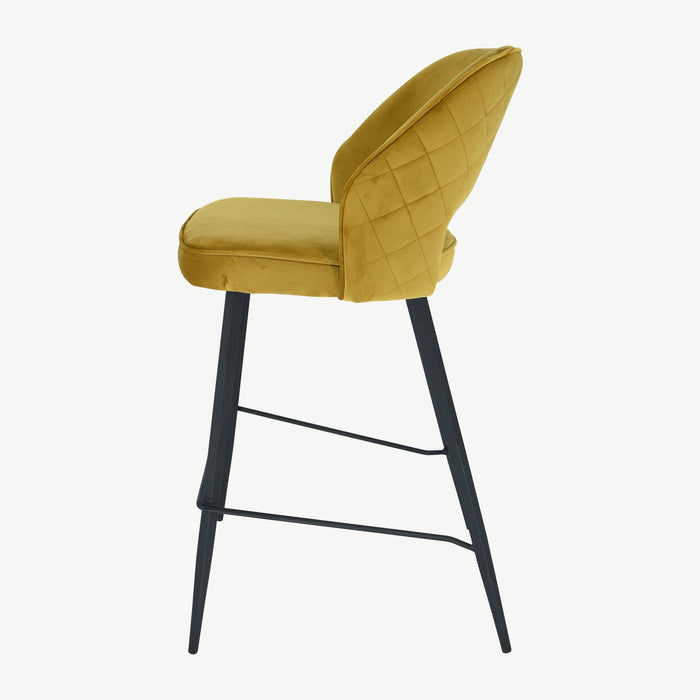 Sutton Bar Stool Mustard Velvet